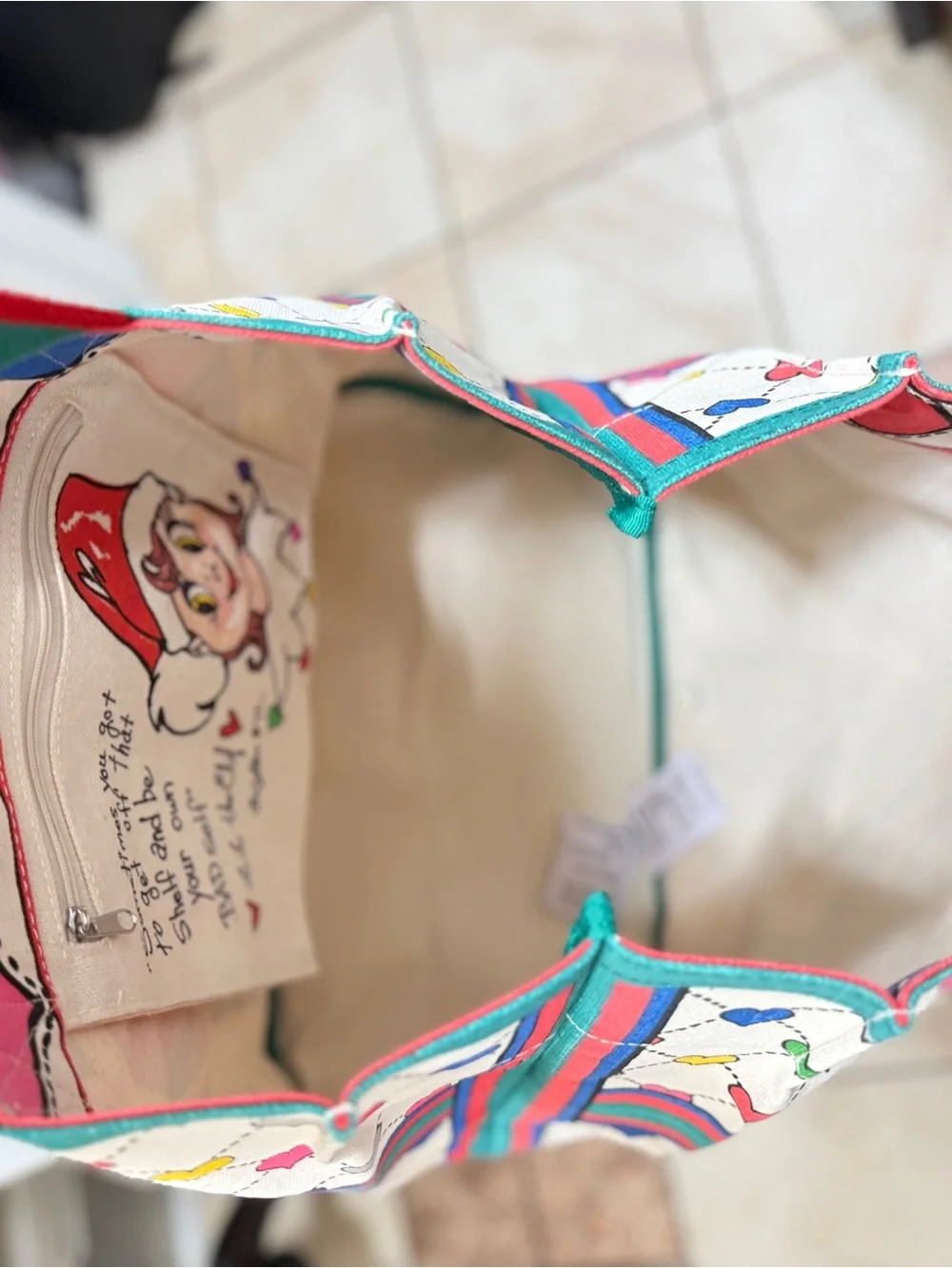 Brighton Multicolor Heart-Print Cosmetic Pouch with Ribbon Accent